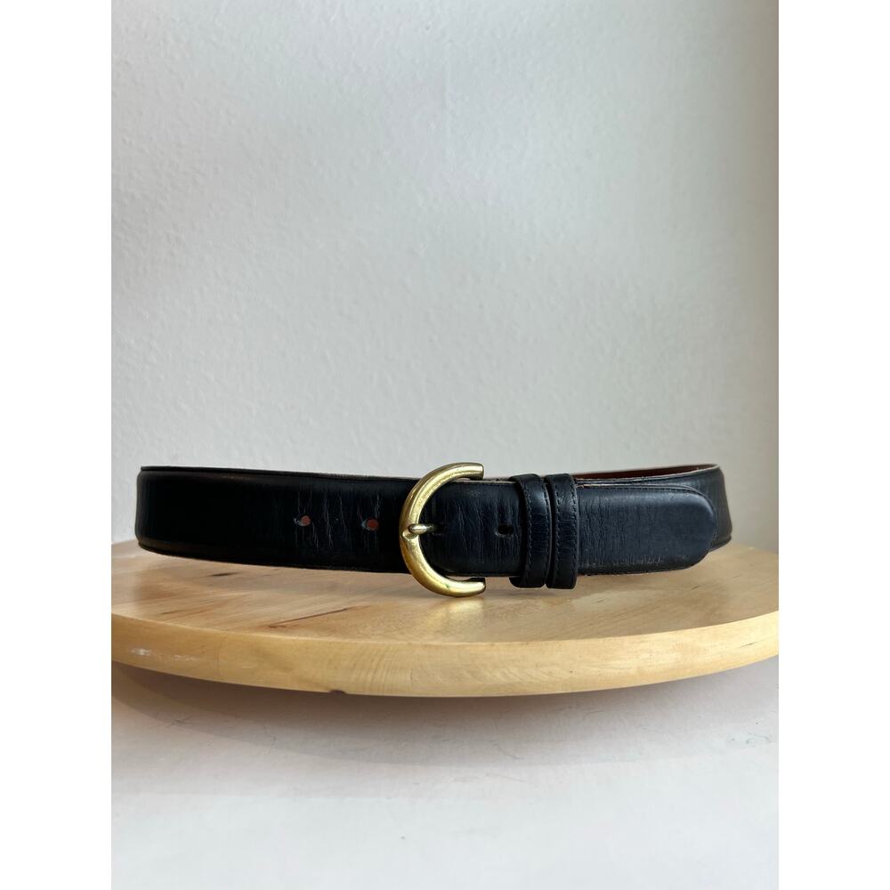 USA Vintage Coach Black Full Grain Cowhide Leather Brass Buckle Belt Size Medium - Picture 12 of 12